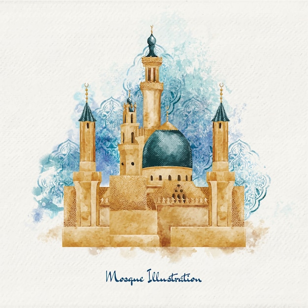 watercolor mosque illustration