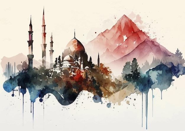 Watercolor Mosques A Mesmerizing Celebration of Islamic Art