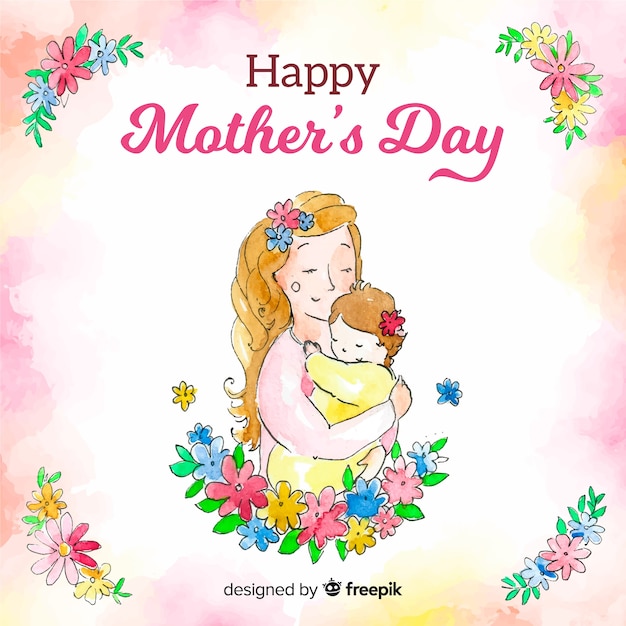 Watercolor mother's day background