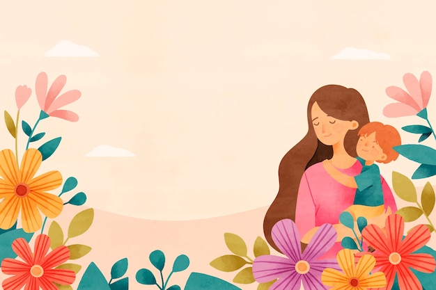 Watercolor mother's day background