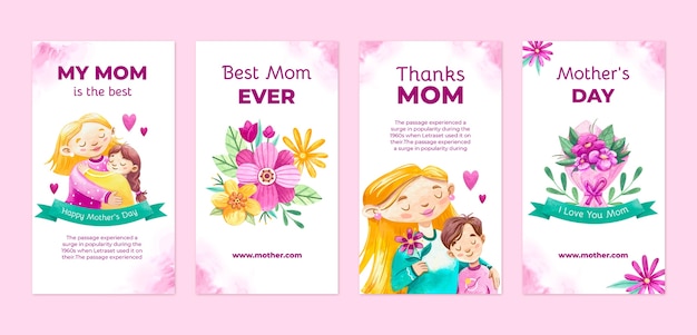 Watercolor mother's day instagram stories collection