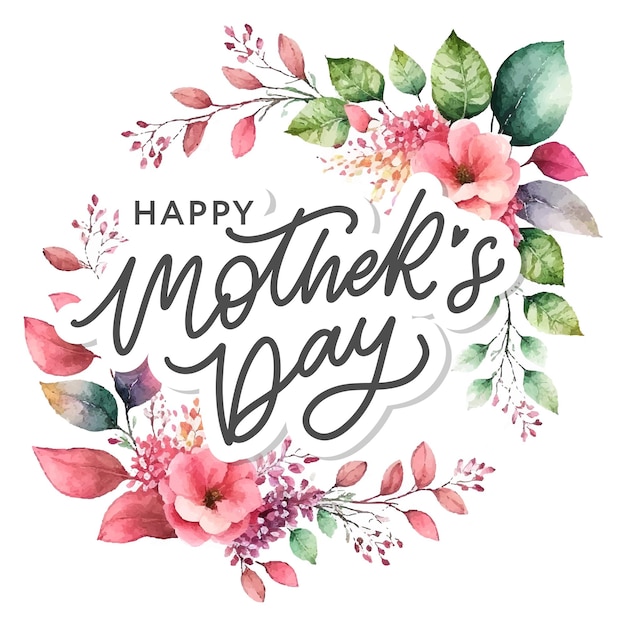 Watercolor mothers day greeting card with flowers background for bannerswallpaper invitation posters