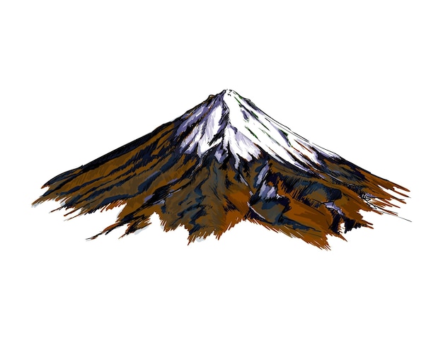 Watercolor Mountain on white