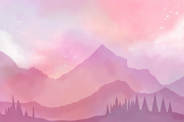 Vector watercolor mountains background