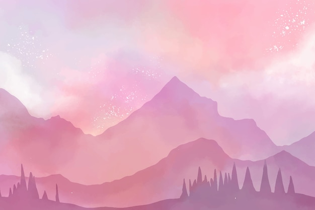 Watercolor mountains background