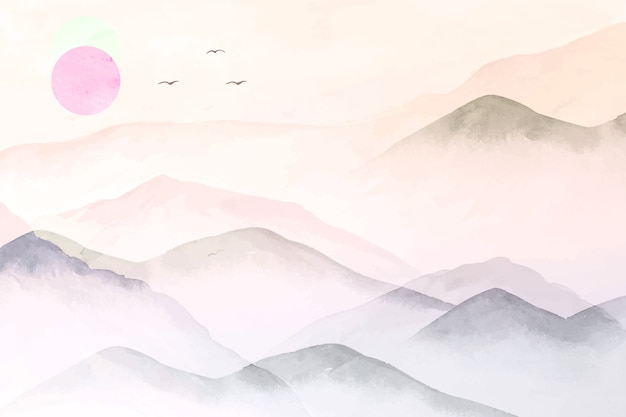 Vector watercolor mountains background