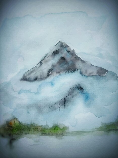 Watercolor mountains nature background