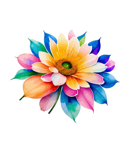 Vettore fiori dell'acquerello del mazzo floreale multicolore dell'acquerello