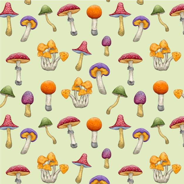 Watercolor mushroom pattern