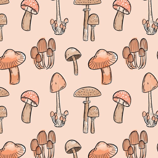 수채화 버섯 원활한 패턴 디자인