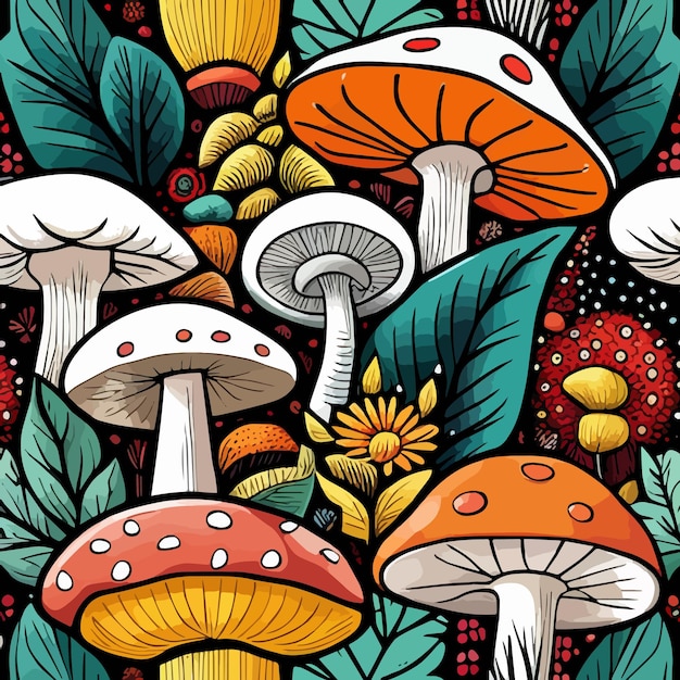 Funghi dell'acquerello autunno pittura dei funghi funghi selvatici astratti illustrazione vettoriale vettore