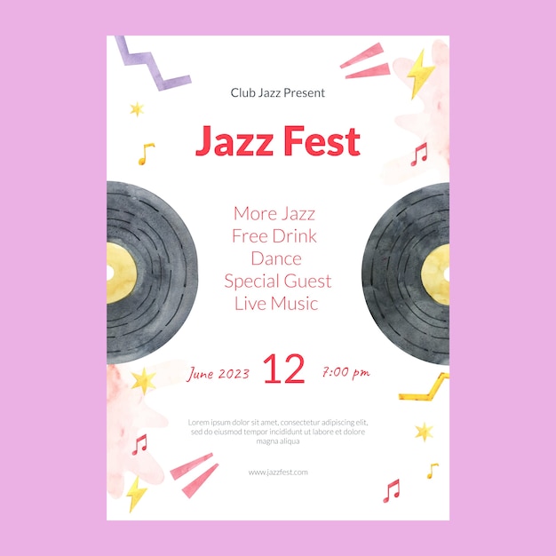 Watercolor musical event poster template