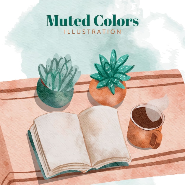 Vector watercolor muted colors illustration