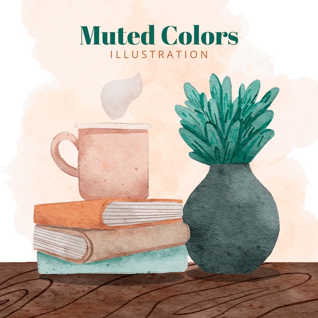 Vector watercolor muted colors illustration