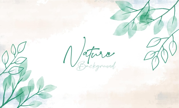 Watercolor natural background with leaf frame