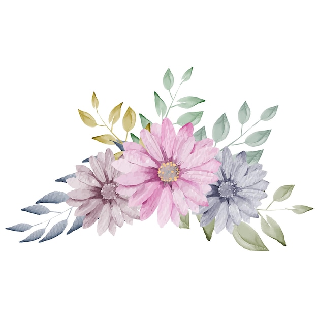 Vector watercolor natural floral bouquet design on unique