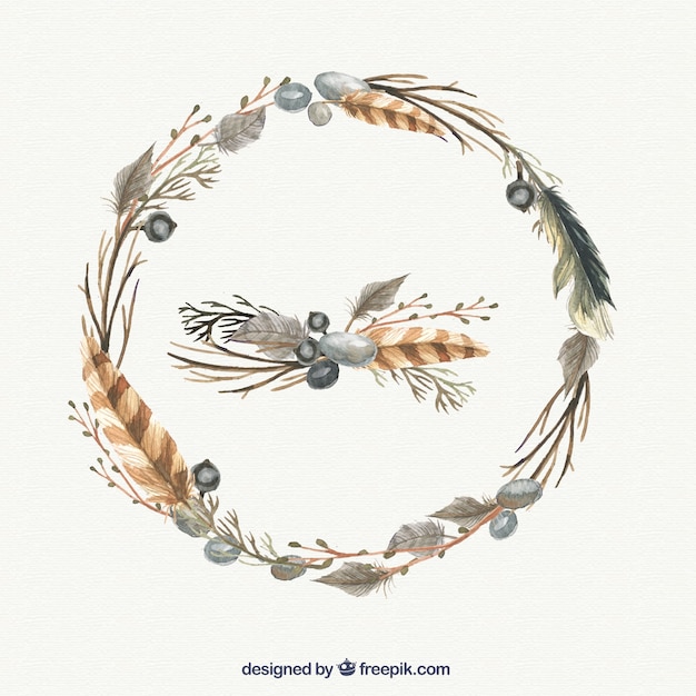 Vector watercolor natural wreath