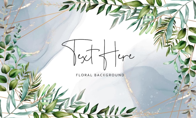 Watercolor nature background with elegant leaves