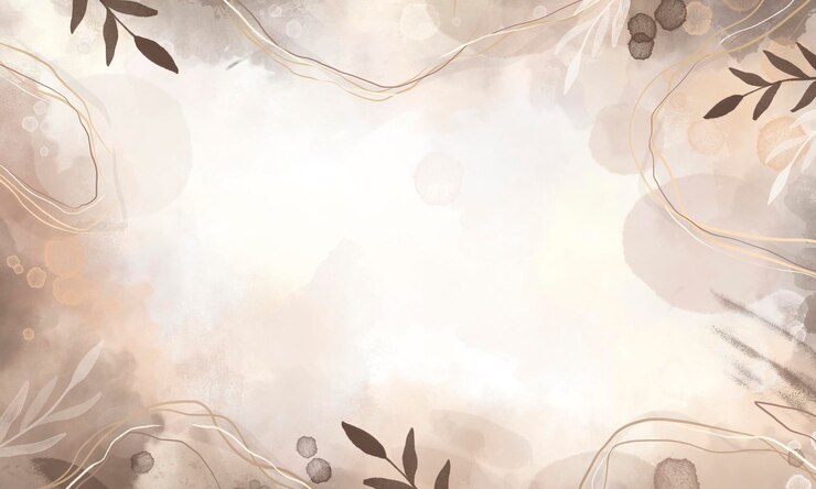 Vector watercolor neutral earth tones background. watercolor art background with paint brush and gold line art. earth tone blue, grey, ivory, beige watercolor