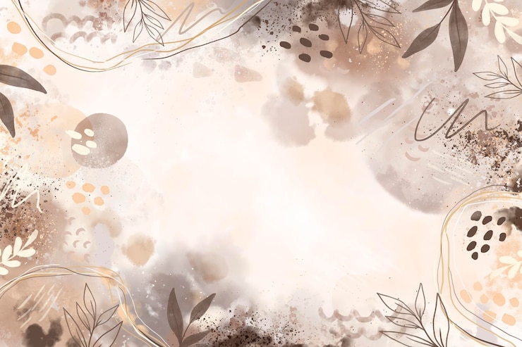 Vector watercolor neutral earth tones background. watercolor art background with paint brush and gold line art. earth tone blue, grey, ivory, beige watercolor