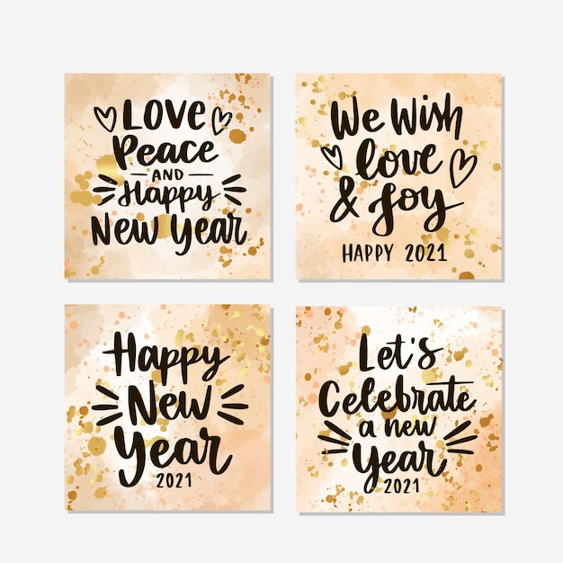 Vector watercolor new year 2021 cards