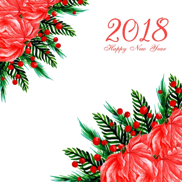 Vector watercolor new year floral background