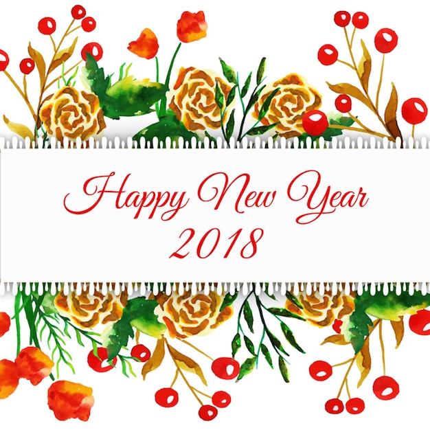 Watercolor New Year Floral Laced Background