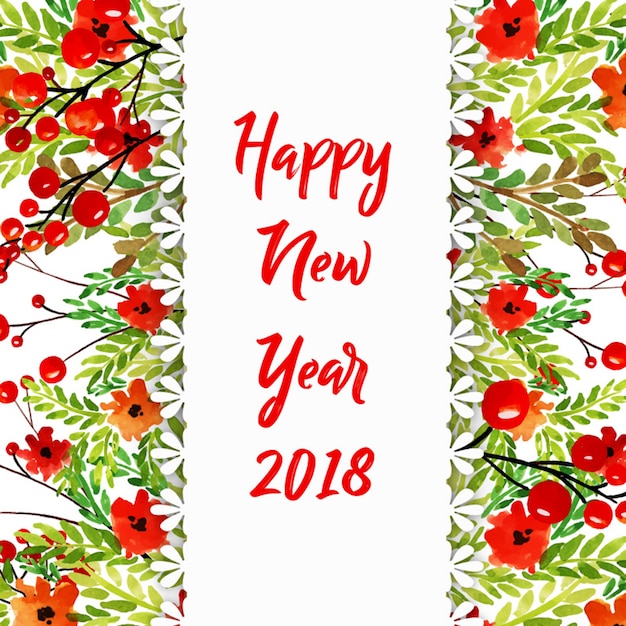 Vector watercolor new year floral laced background