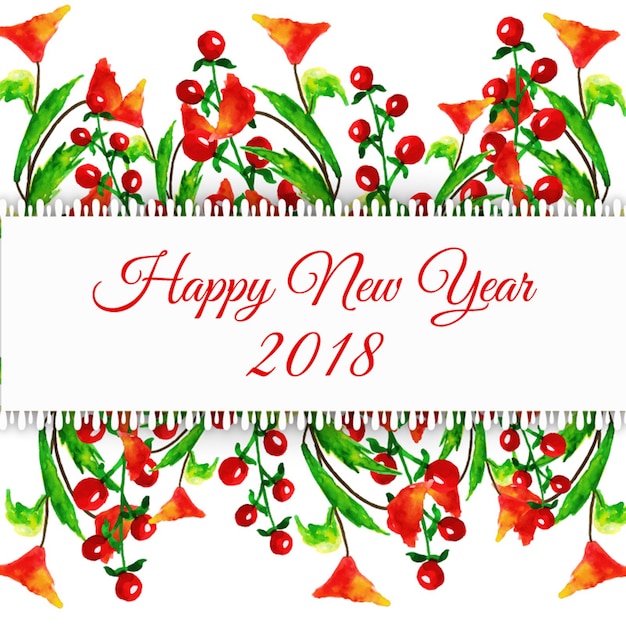 Watercolor New Year Floral Laced Background