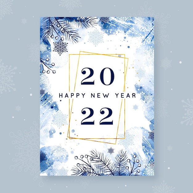 Watercolor new year greeting card template