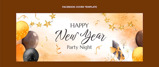 Vector watercolor new year social media cover template