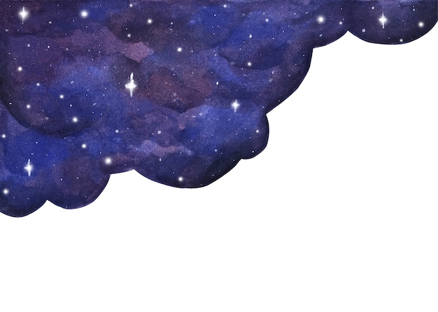 Watercolor night sky background with stars. cosmic layout with space for text.