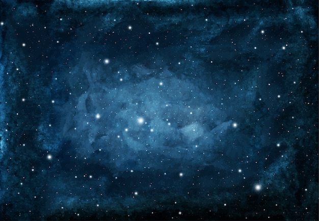 Vector watercolor night sky background with stars. cosmic texture with glowing stars.