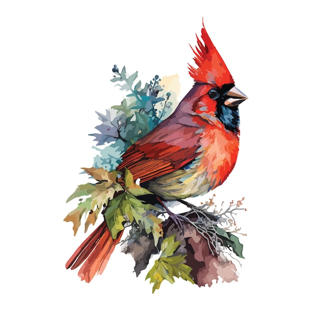 Watercolor Northern Cardinal Vector Design