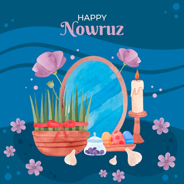 Vector watercolor nowruz illustration