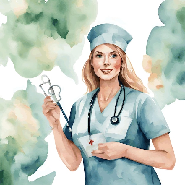 watercolor nurse illustration