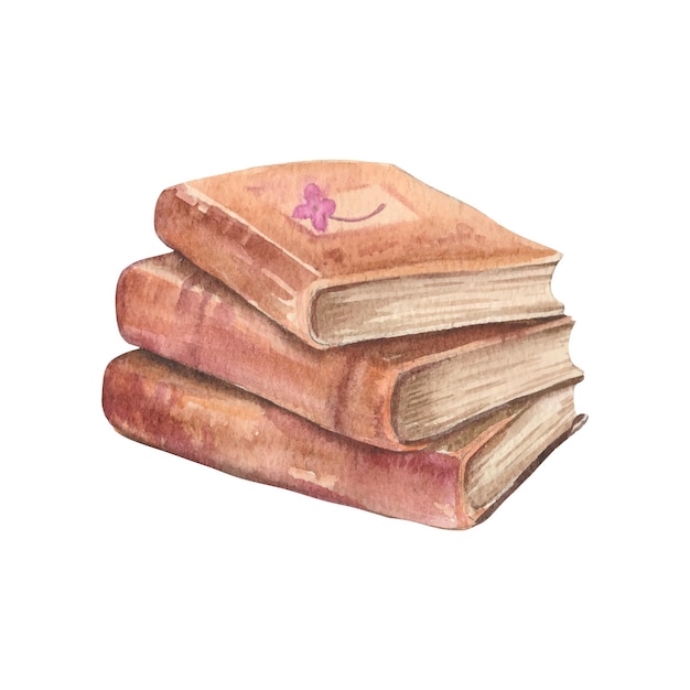 watercolor old books