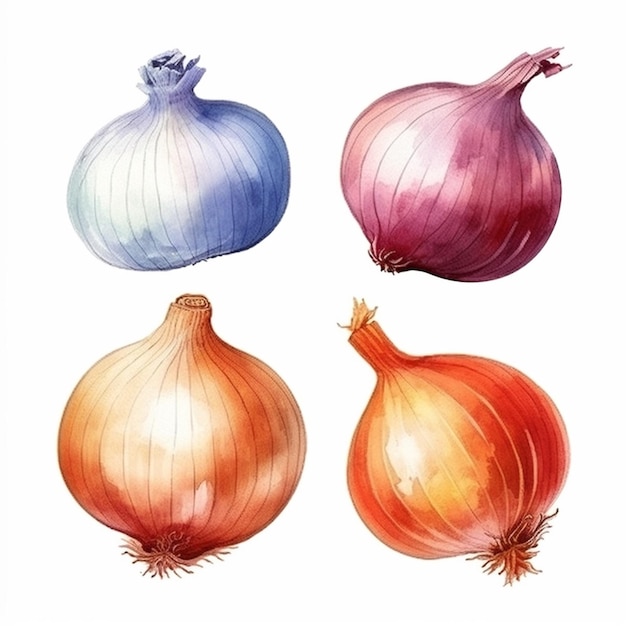 Watercolor Onion Vector Art 2023 Watercolor Onions Garlic Clove Turnip Patato