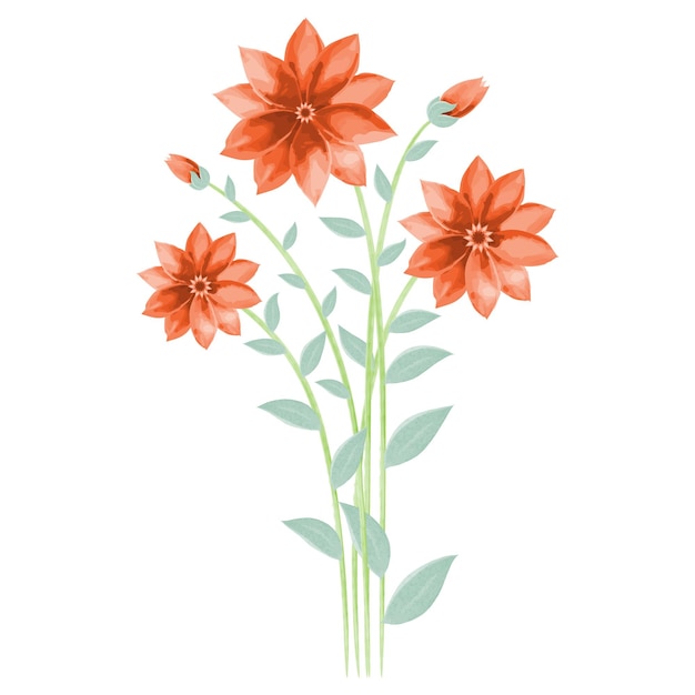 Watercolor orange color flower vector illustration drawing