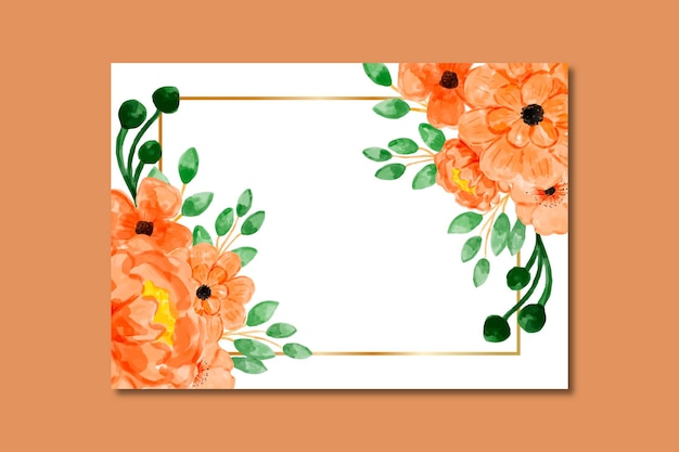 Vector watercolor orange flower frame background