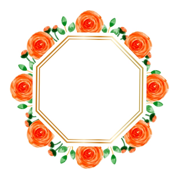 Watercolor orange flower frame background