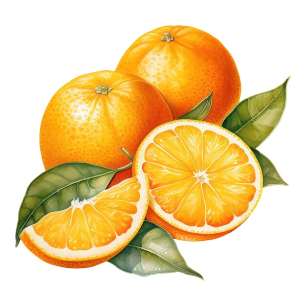 Watercolor orange fruit Illustration AI Generative