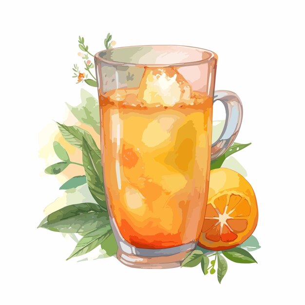 Watercolor orange juice summer design concept