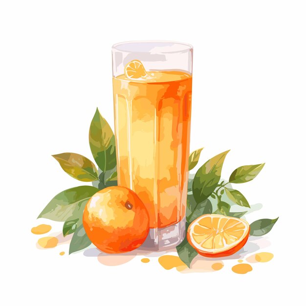 Vector watercolor orange juice summer design concept