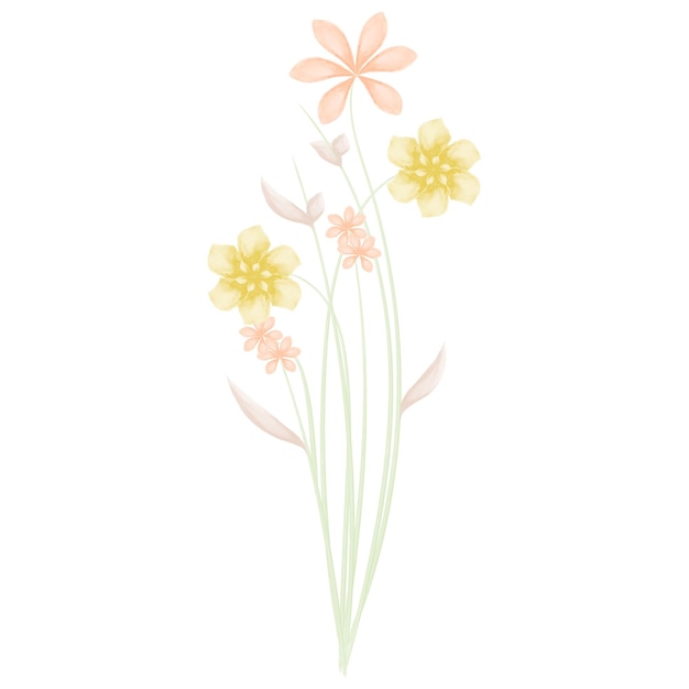 Vector watercolor orange and yellow flower