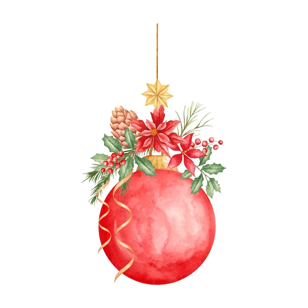 Watercolor ornamental christmas ball decoration