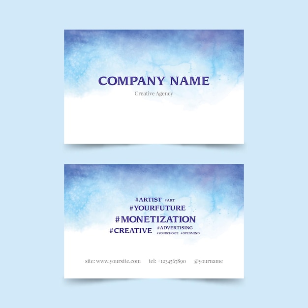 Watercolor paint-dipped business card template