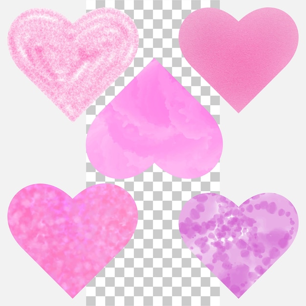 Watercolor and paint spray heart shapes Heart shapes for valentines day design 14 Feb concept