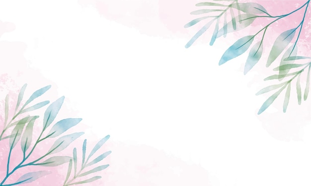 Vector watercolor painted background with elegant leaves