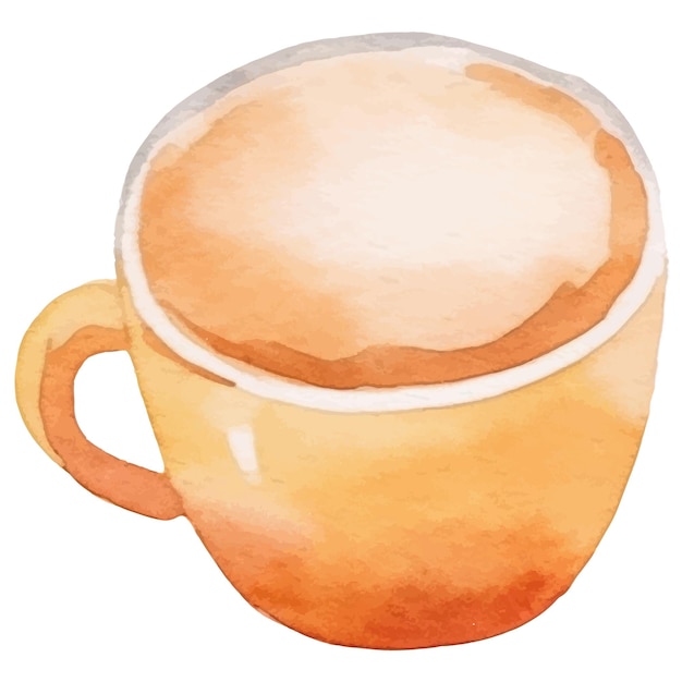 ベクトル 水彩で描かれたコーヒーカップ 白い背景に隔離された手描きのデザイン要素